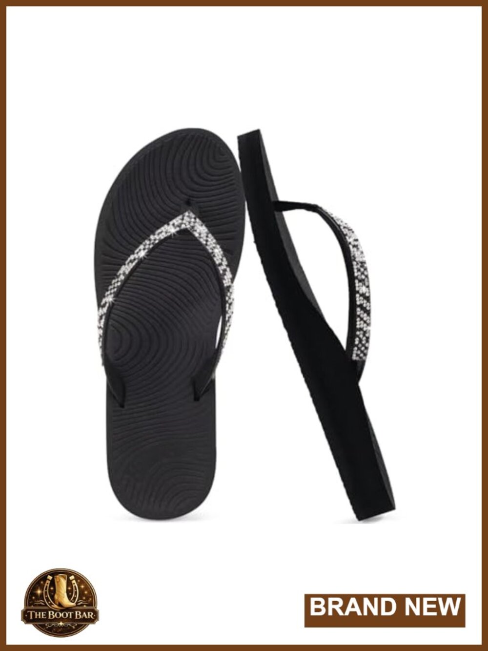 Women's Rhinestone Flip Flops Arch Support Yoga Mat Cushion Sandals